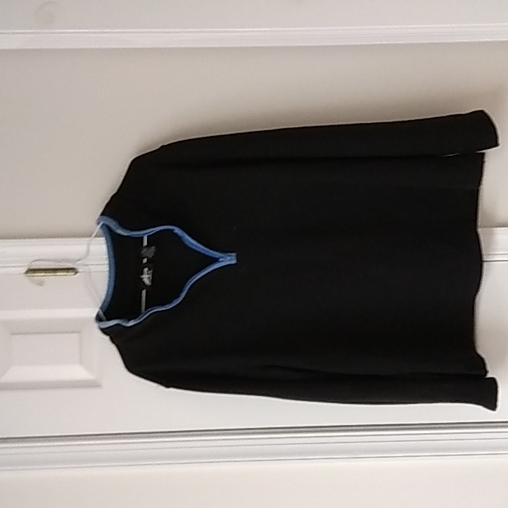 Warm-ups.   Black with blue trim